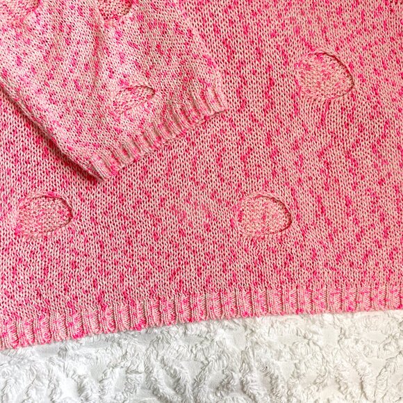 French Kyss 3/4 sleeve holey crew - size L - Picture 5 of 7